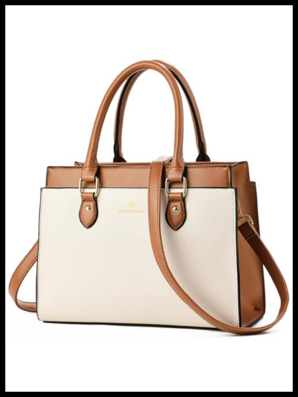 Faux Leather Satchel Handbag with Adjustable Crossbody Strap